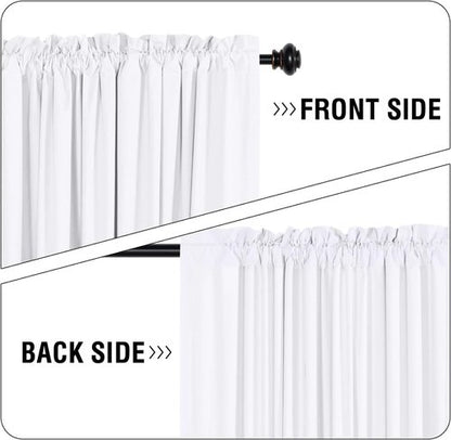 H.VERSAILTEX 100% Blackout Curtains 84 Inches Long Full Light Blocking Curtain Draperies with Soft White Coating for Bedroom Living Room Thermal Insulated Window Treatment Set of 2 Panels, White