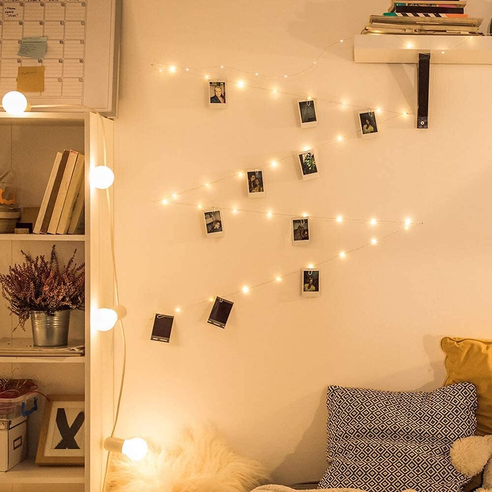 Photo Clip String Light - 33Ft 100LED Fairy Lights with Timer & 50 Clear Clips for Bedroom Decor