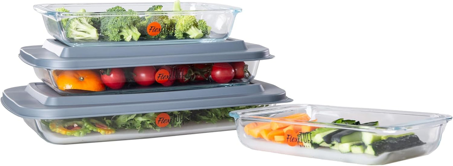 Skiennix 8-Piece Rectangular Bakeware Set - BPA-Free, Leakproof, Dishwasher & Microwave Safe | Clear Containers with Lids