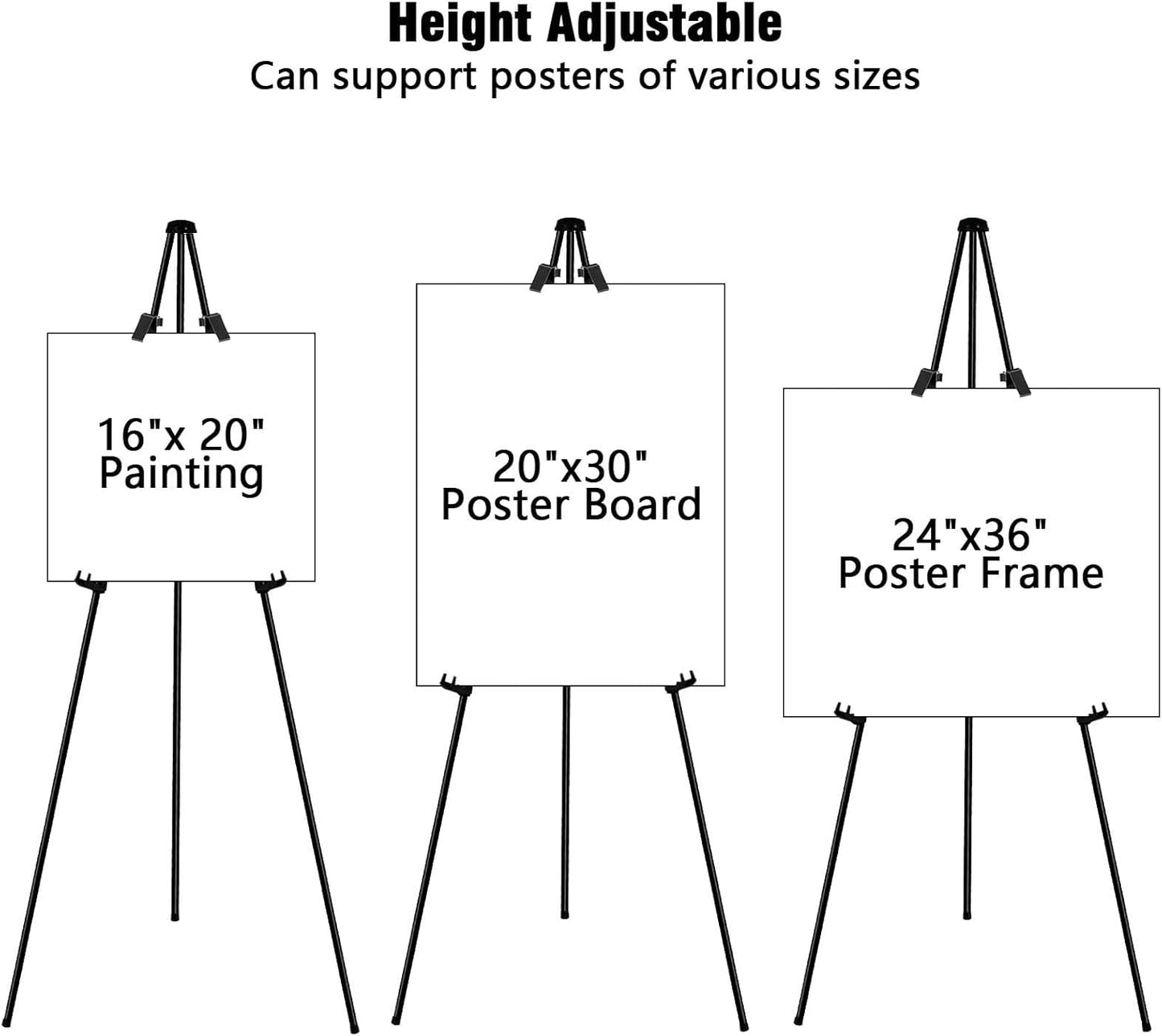 Skiennix 63" Folding Easel Stand - Portable Black Tripod for Weddings, Paintings & Crafts | 6 Pack