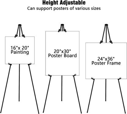 Skiennix 63" Folding Easel Stand - Portable Black Tripod for Weddings, Paintings & Crafts | 6 Pack
