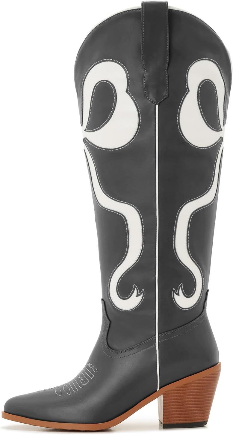 Skiennix Cowgirl Knee-High Pink Cowboy Boots - Stylish Footwear for Women