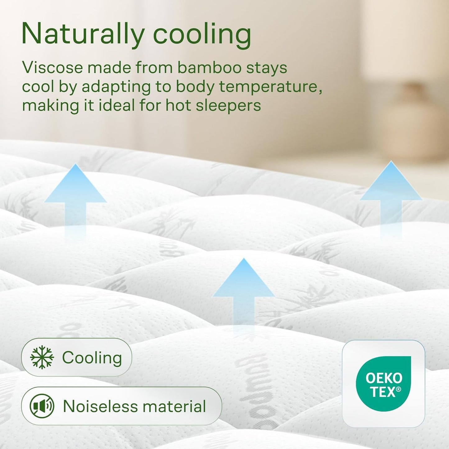 Niagara Ultra Soft Queen Size Mattress Topper - Viscose Made from Bamboo Pillow Top Mattress Pad for Full Back Support - Naturally Cooling for Hot Sleepers, White