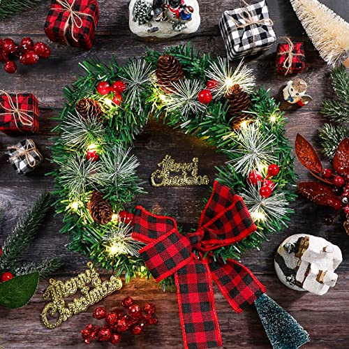 Christmas Car Wreath Decoration with LED Lights - Classic Style
