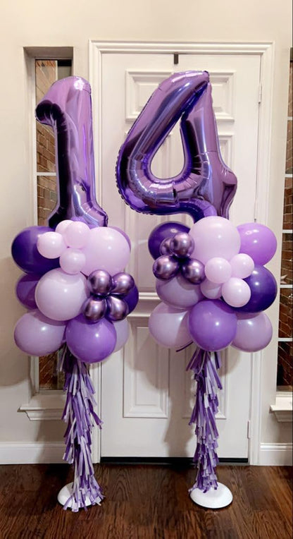 Number Balloons - 40 Inch Purple Birthday Balloons for 1st, 11th, 21st Celebrations | Baby Shower Decor
