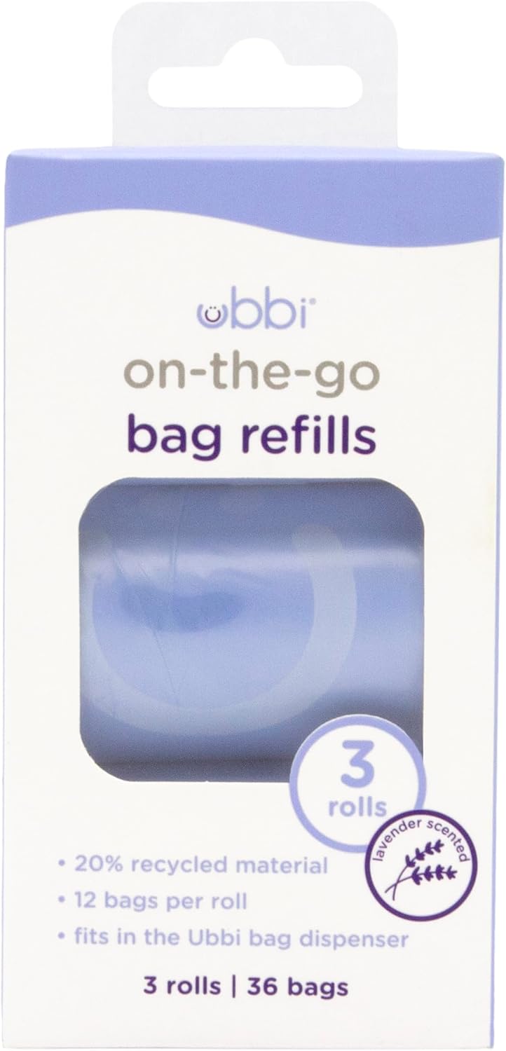 Ubbi On-the-Go Diapering Refill Bags - Lavender Scented, Value Pack of 36 for Baby Essentials