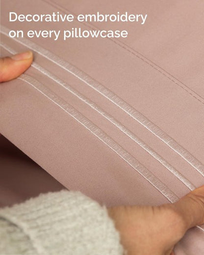 Full XL Bed Sheet Set - 4 Piece Extra Long Extended Full XL Sheets - Soft, Breathable & Cooling - Fits 8" to 16" Mattress with Deep Pockets - 54" x 80" - Easy-Fit, Wrinkle and Fade Resistant - Mauve