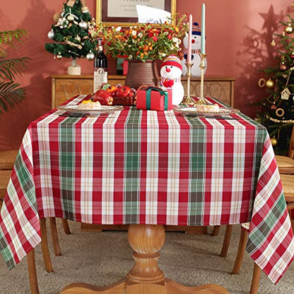 SASTYBALE Christmas White Plaid Rectangular Tablecloth 60 x 84 Inch
