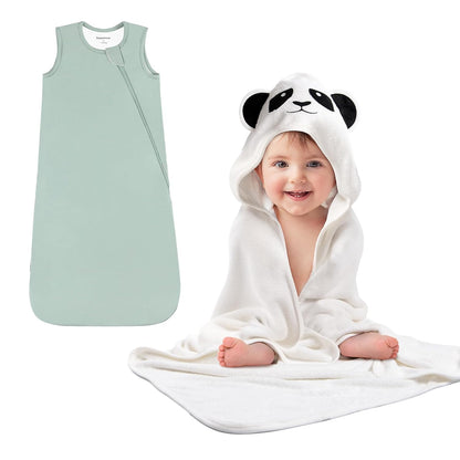 Okayinn BubblePanda Sleep Sack - Cozy 6-12 Months Baby Sleep Solution & Hooded Bath Towels