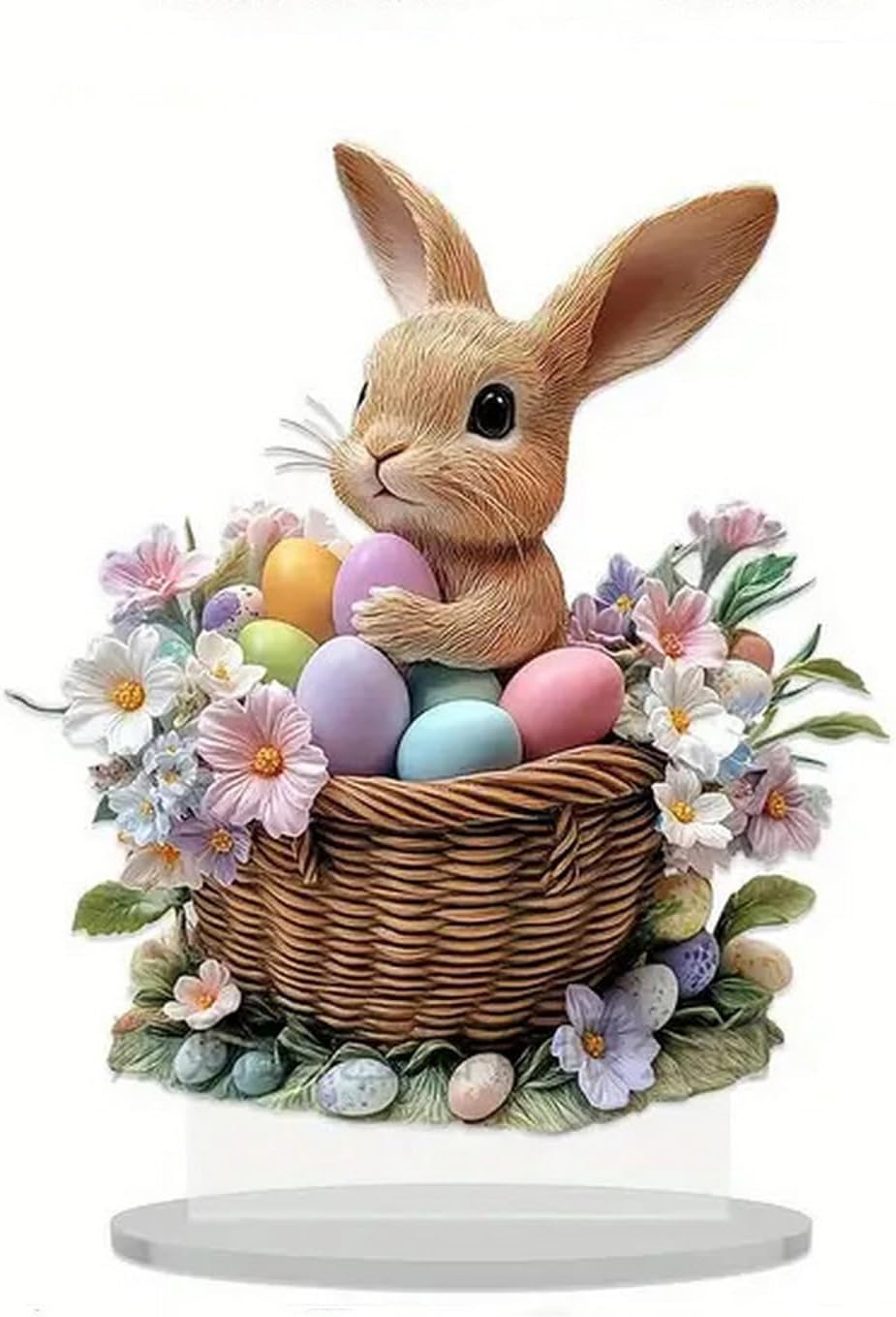 Skiennix Easter Decorations - 2D Flat Acrylic Bunny & Egg Ornaments for DIY Crafts | Cute Rabbit Desktop Decor
