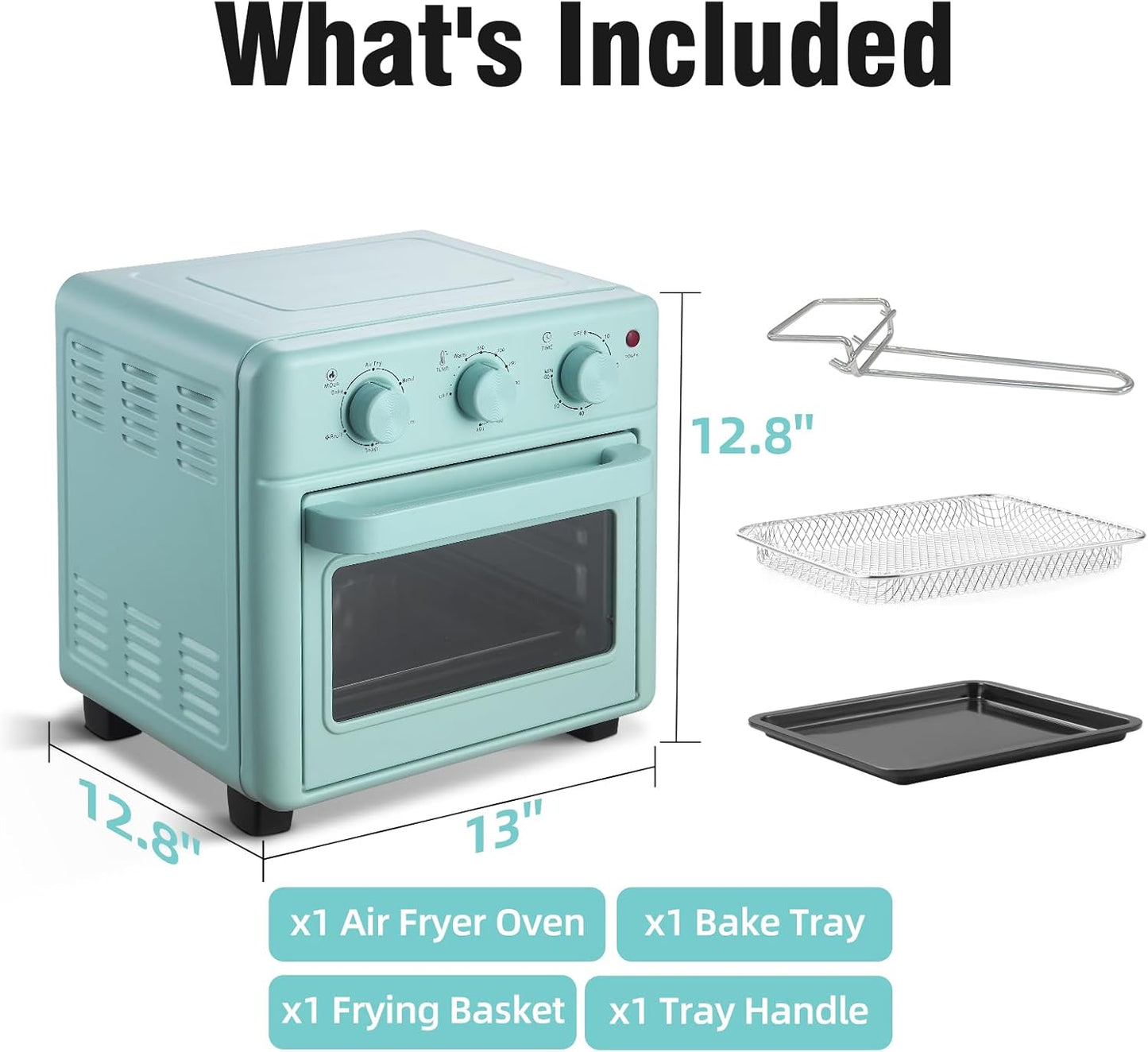 Novaspark Air Fryer Toaster Oven - Retro 16QT Convection Oven | Bake, Toast, Broil & Air Fry - Blue