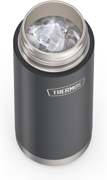 Thermos Stainless Steel Water Bottle - Flip Straw Design, 20 Ounces, Granite Color