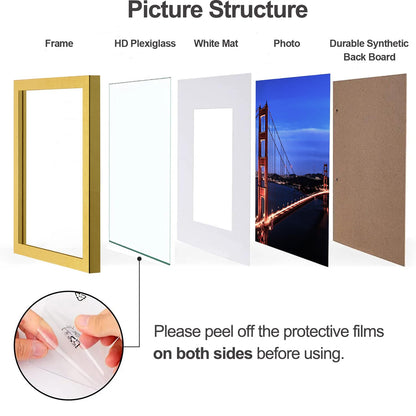 Yaetm 20x20 Gold Picture Frame Matted to 16x16, Set of 3, Thin Large Square Frame for Gallery Wall Display, Hanging Hardware Included (3 Pack, Gold)