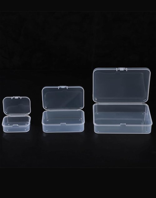 LJY 28-Piece Plastic Storage Container Set - Clear Rectangular Bins with Lids for Beads & Jewelry