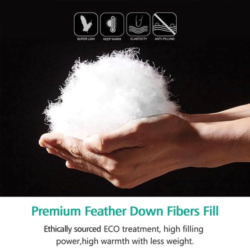 APSMILE King Size Luxury 100% Organic Cotton All Season Down Feather Fibers Comforter, Extra Fluffy Medium Warmth Duvet Insert(106x90, Ivory White)