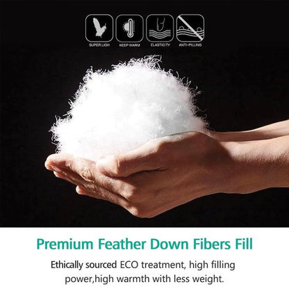 APSMILE King Size Luxury 100% Organic Cotton All Season Down Feather Fibers Comforter, Extra Fluffy Medium Warmth Duvet Insert(106x90, Ivory White)