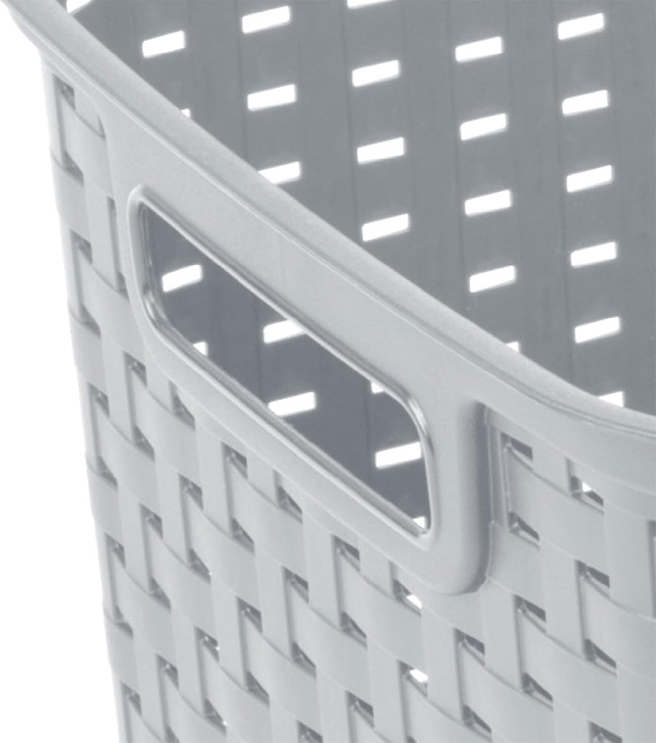Sterilite Tall Weave Storage Baskets - 6-Pack Woven Plastic Organizers in Cement Gray for Home & Dorm Use