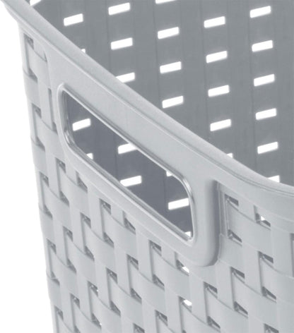 Sterilite Tall Weave Storage Baskets - 6-Pack Woven Plastic Organizers in Cement Gray for Home & Dorm Use