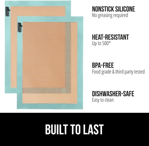 GORILLA GRIP Silicone Baking Mats - Food Grade Nonstick, Oven Safe Up to 500°F, 16.5x11.87, Mint | 2-Pack