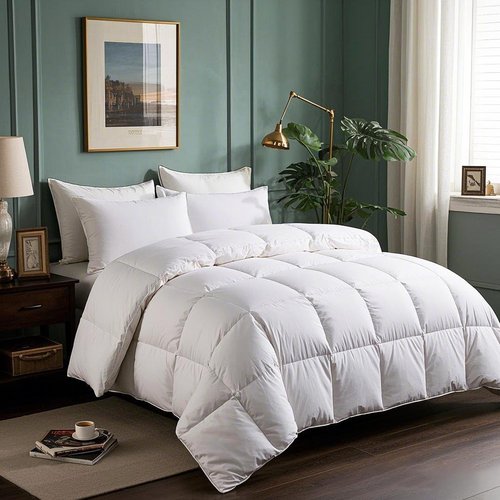 Serta Goose Feathers Down Fiber Comforter Oversize Queen Duvet Insert,100% Cotton, Hotel Luxury Hypoallergenic Comforter 68oz All Season Medium Warmth 90 x 98 in White