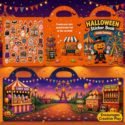 Halloween Sticker Books 2-Pack Reusable Kids Activity Set with 89 Stickers