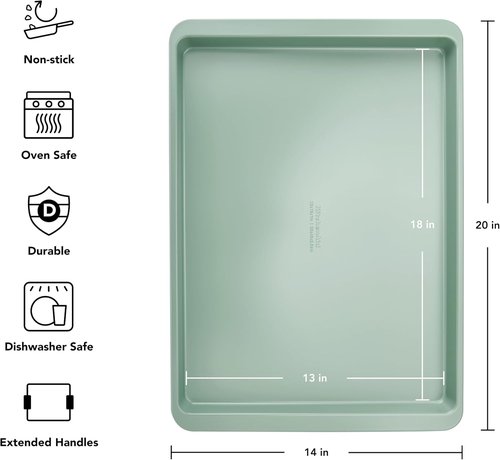 KitchenAid Nonstick Baking Sheet - Swiss Engineered Aluminized Steel, Dishwasher Safe, 13x18 Inch, Cardamom