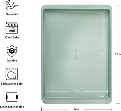 KitchenAid Nonstick Baking Sheet - Swiss Engineered Aluminized Steel, Dishwasher Safe, 13x18 Inch, Cardamom