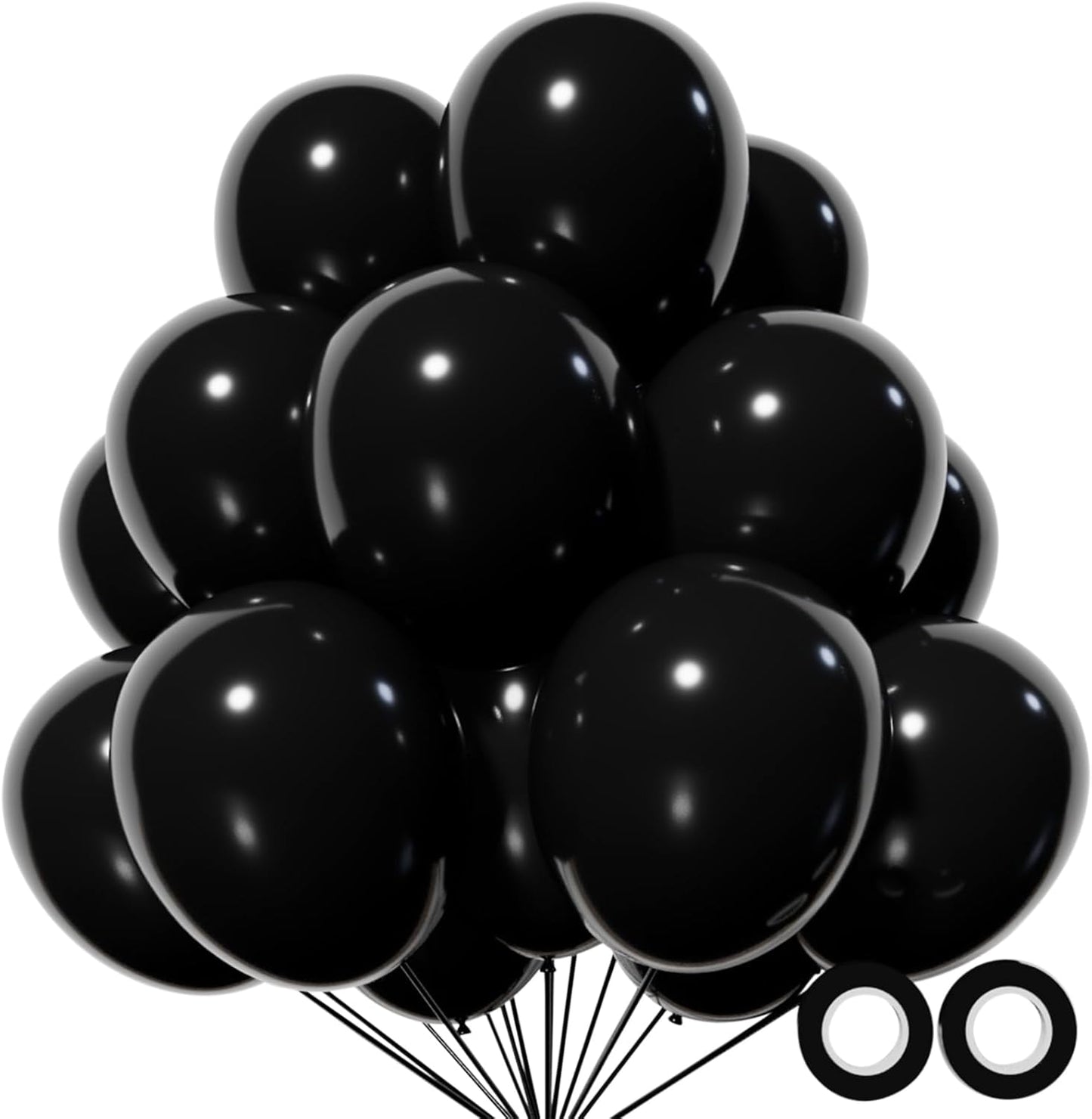 110pcs Black Latex Balloons - 12 Inch Party Balloons for Birthdays, Baby Showers & Weddings