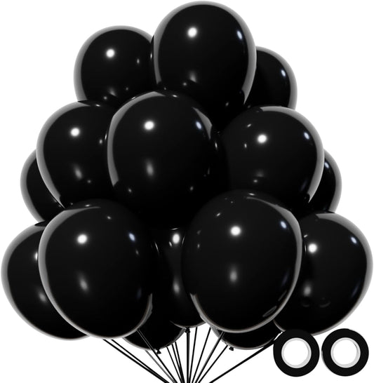 110pcs Black Latex Balloons - 12 Inch Party Balloons for Birthdays, Baby Showers & Weddings