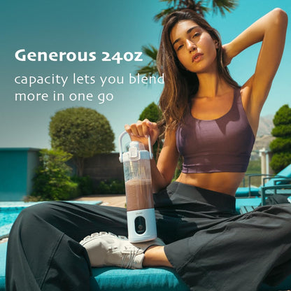 Skiennix Portable Blender - Cordless 24oz Personal Blender for Shakes & Smoothies | BPA-Free, Ice Crush, Waterproof, Black