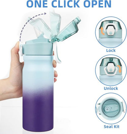 BJPKPK 18oz Insulated Water Bottle - Stainless Steel, BPA-Free, Leak-Proof, Ocean Dream Color