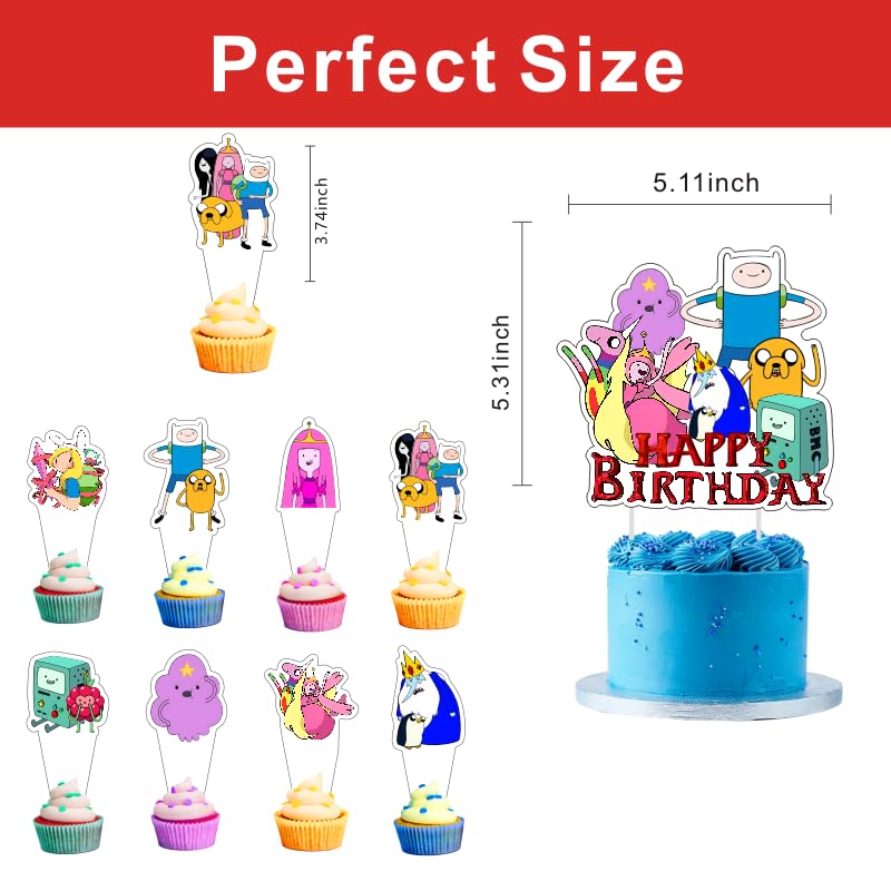 25 Pcs Adventure Cake Decorations with Cake Topper & Cupcake Toppers for Birthday Party