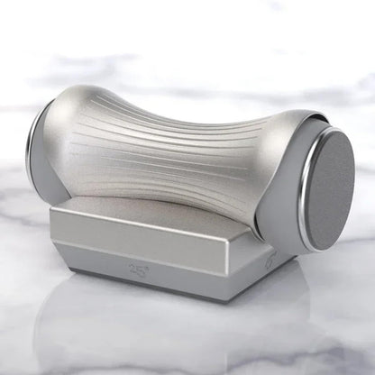 Rolling Knife Sharpener with Magnetic Base for Straight Blades - Knife Sharpener System for All Knife Collections - 2 Replaceable discs - Gripable Aluminum Body, Offers 15/18/20/25 Degree Sharpening