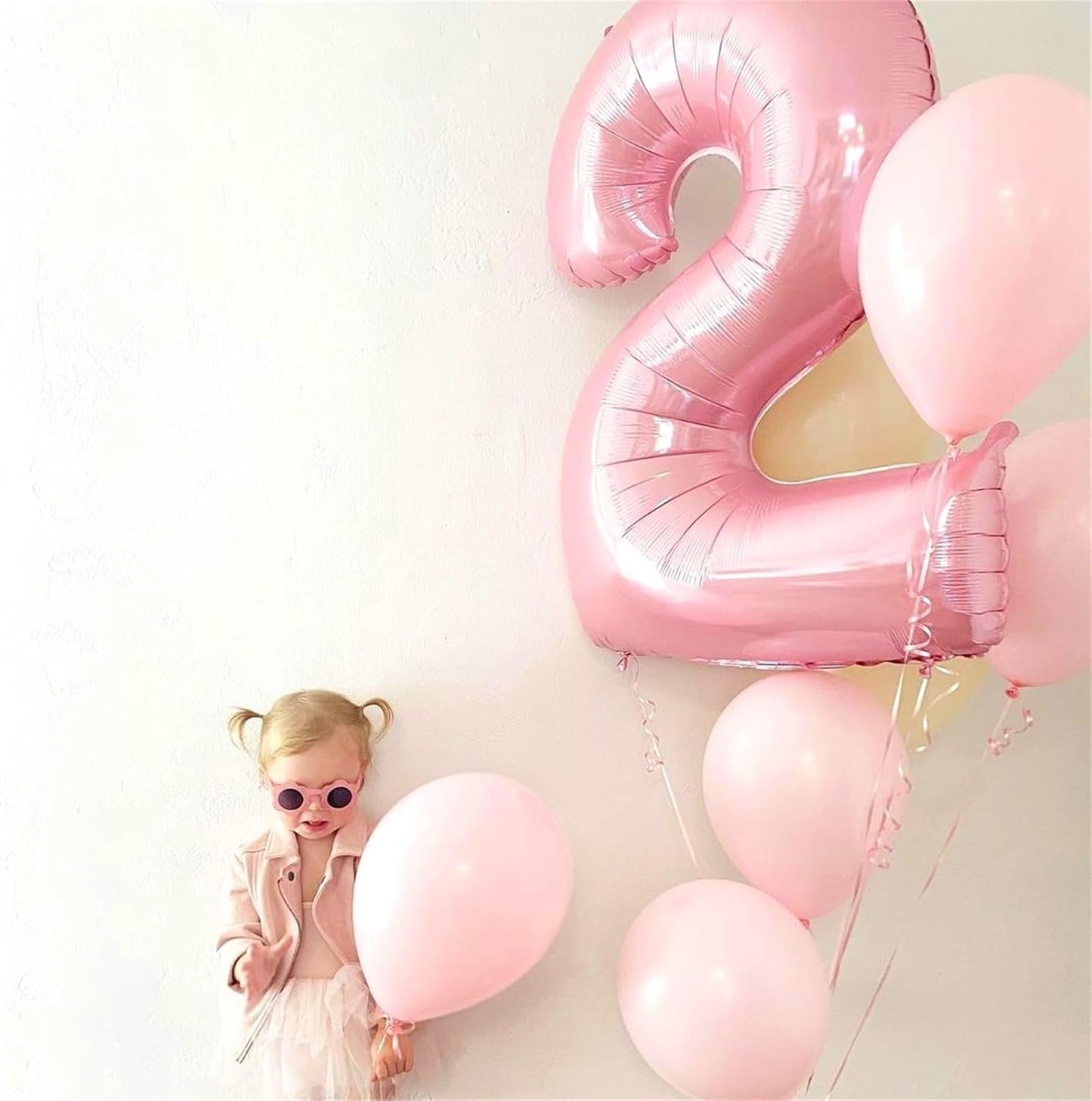 Skiennix 40-Inch Pastel Pink Number 2 Balloon - Large Foil Helium Balloon for Girls' 2nd Birthday Party