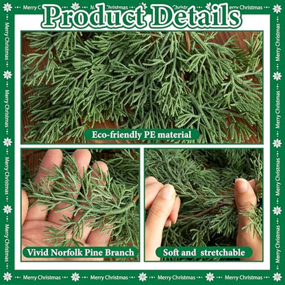 Artificial Christmas Norfolk Pine Garland 6 Ft - 2 Pieces Dense Greenery Holiday Decor - B Style