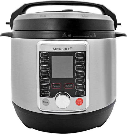 KINGBULL 12-in-1 Electric Pressure Cooker - Versatile Slow Cooker & Rice Steamer | 8 Quart Stainless Steel/Black