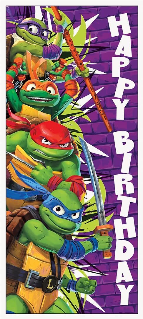 Teenage Mutant Ninja Turtles Birthday Door Poster - 27" x 60" | Vibrant Party Decoration for Kids