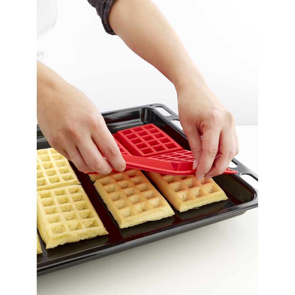 Lekue 0215000R01M017 Silicone Waffle Mold, Red, Set of 2