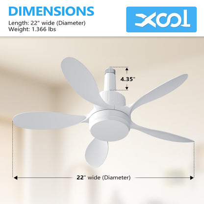 Socket Fan Light, 22" Ceiling Fan with LED Lights and Remote, 3 Fan Speeds, Adjustable Cool & Warm Light, Wireless Screw in Socket Fan Light for Kitchen, Bedroom, Living Room, 1200 Lumen, E26/E27 Base