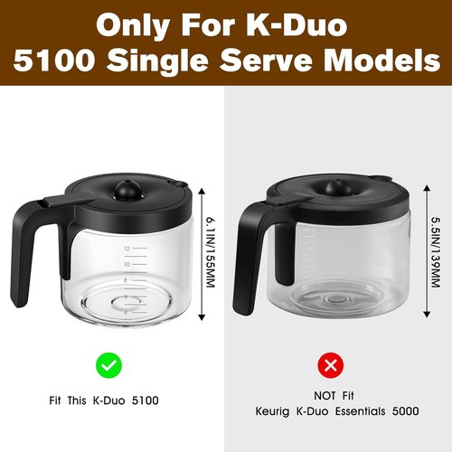 Keurig K-Duo 12-Cup Coffee Maker Replacement Glass Pot - Perfect Fit for K-Cup Pod & Carafe
