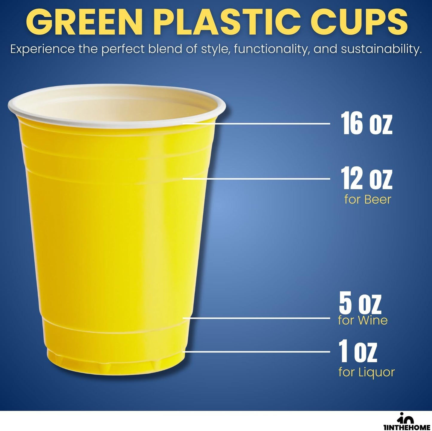 Yellow Plastic Party Cups - 16 oz | 50 Pack for Vibrant Celebrations and Gatherings