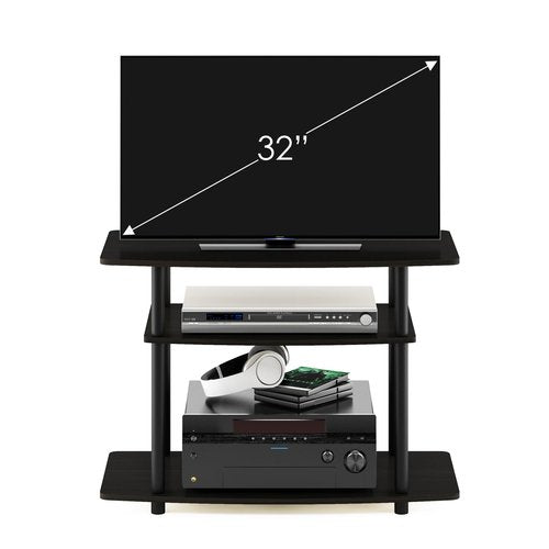 Furinno Turn-N-Tube No Tools 3-Tier Entertainment Center TV Stand for TV up to 32 Inch, Plastic Round Tubes, Espresso/black