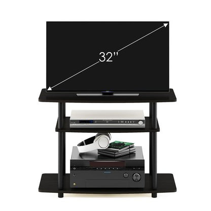 Furinno Turn-N-Tube No Tools 3-Tier Entertainment Center TV Stand for TV up to 32 Inch, Plastic Round Tubes, Espresso/black
