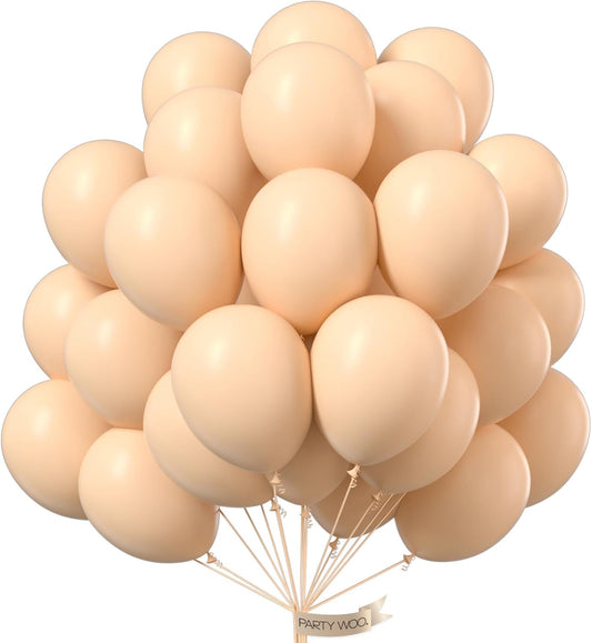 PartyWoo Nude Balloons - 101pcs 12 Inch Apricot Latex Helium Balloons for Boho Theme Celebrations