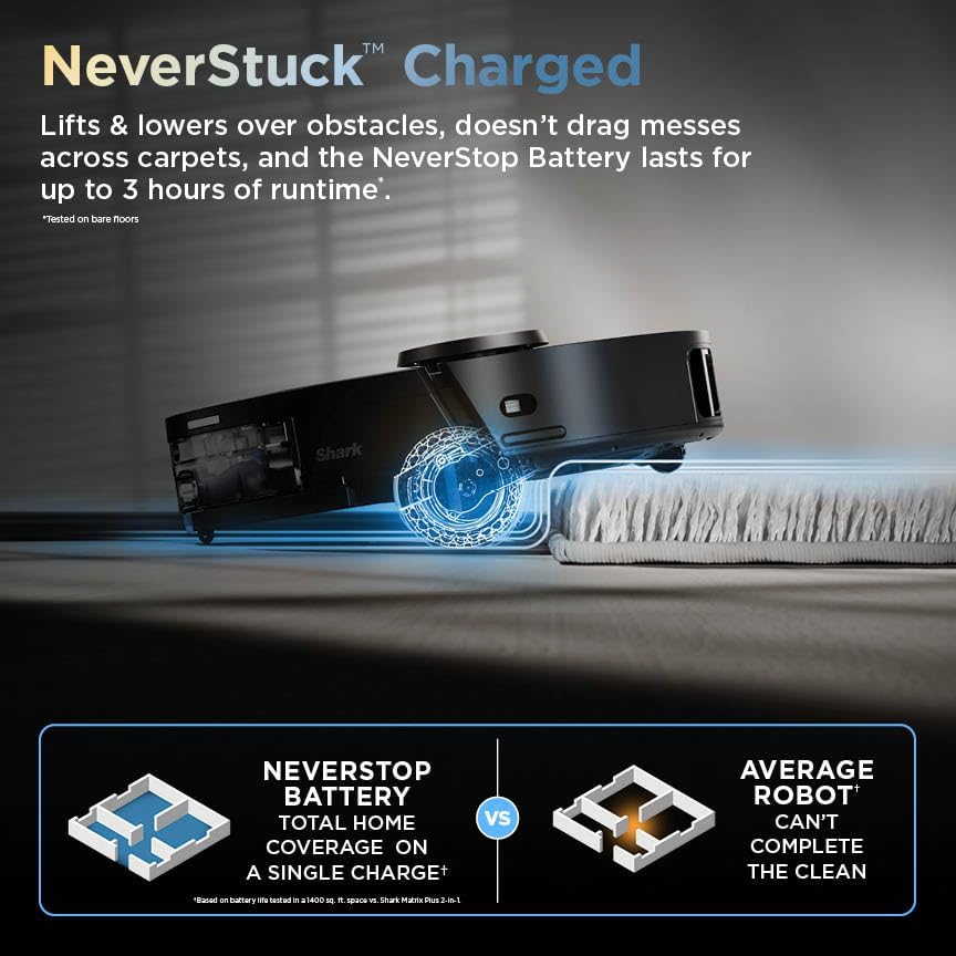 Shark Robot Vacuum & Mop Combo - Self-Emptying & Self-Refilling with Heated Mop | 60-Day Capacity, Black RV2920XE