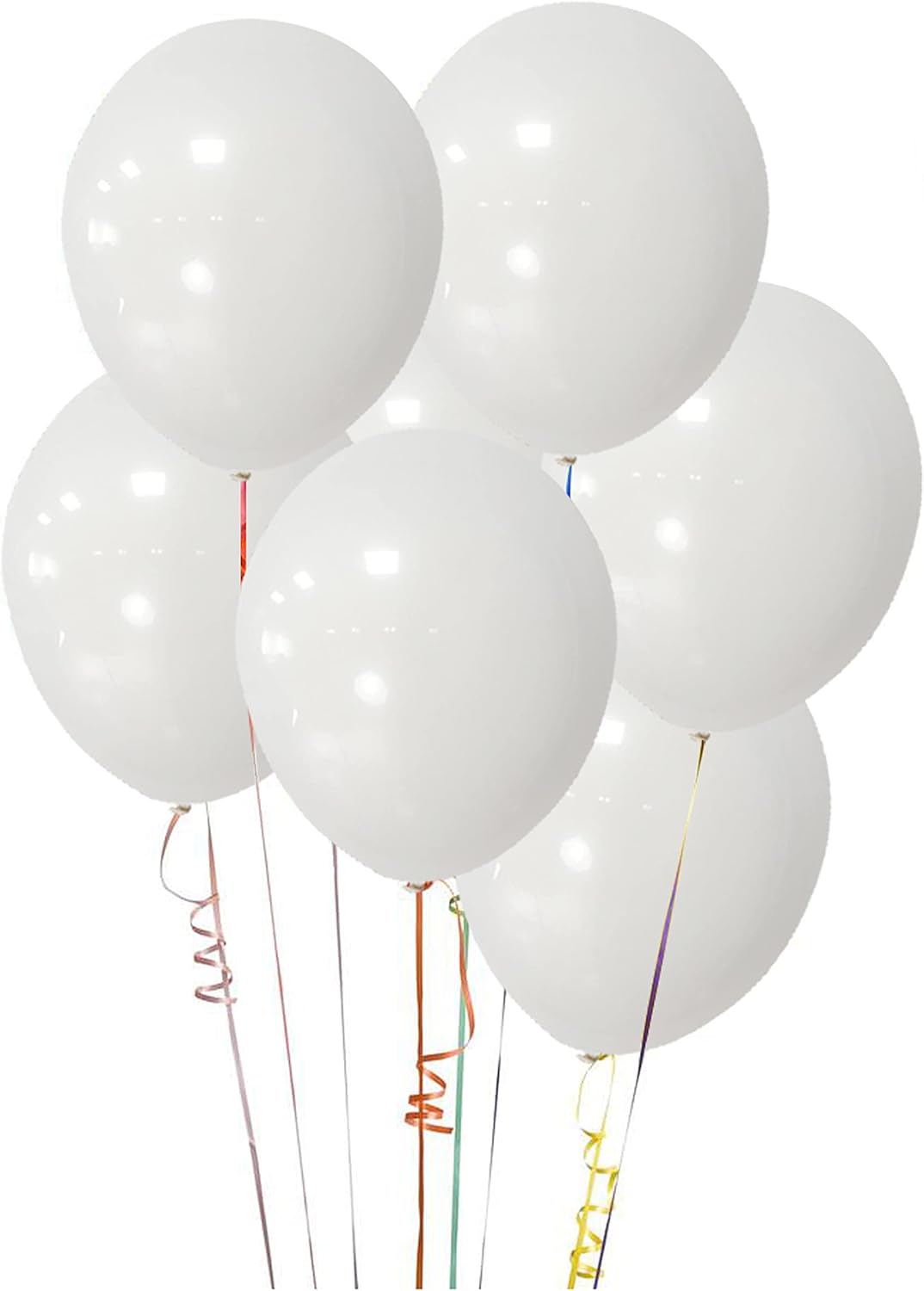ASIYUHY White Balloons - 100 Pack 12-Inch Latex Balloons with Ribbons for Weddings & Parties