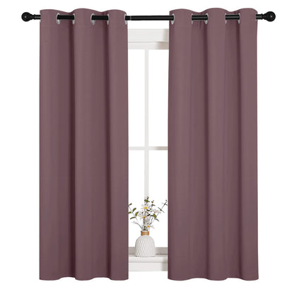 NICETOWN Window Curtain Panels, Dry Rose, 1 Pair, 34 by 54-inch, Thermal Insulated Solid Grommet Blackout Draperies/Drapes for Basement