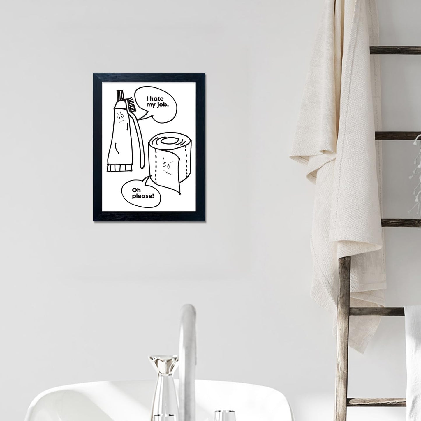 Regine Switzerland Black and White Bathroom Wall Art - Funny Quote Framed Canvas Print