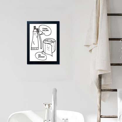 Regine Switzerland Black and White Bathroom Wall Art - Funny Quote Framed Canvas Print