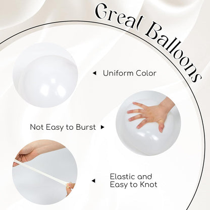 Skiennix 60pcs White Balloons - Clear Pearl Finish for Bridal Shower, Wedding, Bachelorette & Birthday Decor